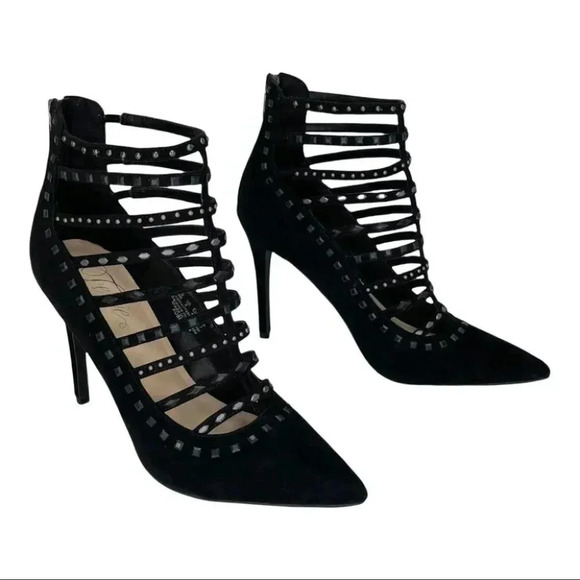 NWOB Fergie Aubree Black Suede Leather Womens Heels Size 10M - Picture 13 of 13